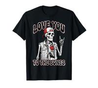 Valentines Day Skeleton Rocker Love You To The Bones Rock On Camiseta
