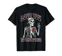 Valentines Day Skeleton Rocker Love You To The Bones Rock On Camiseta