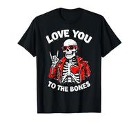 Valentines Day Skeleton Rocker Love You To The Bones Rock On Camiseta