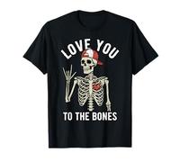 Valentines Day Skeleton Rocker Love You To The Bones Rock On Camiseta