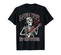 Valentines Day Skeleton Rocker Love You To The Bones Rock On Camiseta