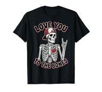Valentines Day Skeleton Rocker Love You To The Bones Rock On Camiseta
