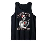 Valentines Day Skeleton Rocker Love You To The Bones Rock On Camiseta sin Mangas