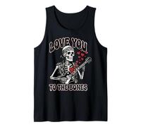 Valentines Day Skeleton Rocker Love You To The Bones Rock On Camiseta sin Mangas