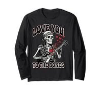 Valentines Day Skeleton Rocker Love You To The Bones Rock On Manga Larga