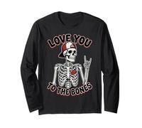 Valentines Day Skeleton Rocker Love You To The Bones Rock On Manga Larga