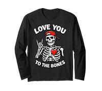 Valentines Day Skeleton Rocker Love You To The Bones Rock On Manga Larga