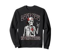 Valentines Day Skeleton Rocker Love You To The Bones Rock On Sudadera