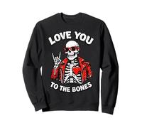 Valentines Day Skeleton Rocker Love You To The Bones Rock On Sudadera