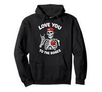 Valentines Day Skeleton Rocker Love You To The Bones Rock On Sudadera con Capucha