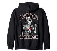 Valentines Day Skeleton Rocker Love You To The Bones Rock On Sudadera con Capucha