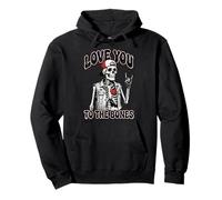 Valentines Day Skeleton Rocker Love You To The Bones Rock On Sudadera con Capucha