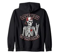 Valentines Day Skeleton Rocker Love You To The Bones Rock On Sudadera con Capucha