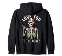 Valentines Day Skeleton Rocker Love You To The Bones Rock On Sudadera con Capucha