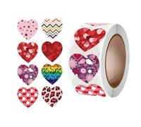 Valentines Day Stickers - 500 Pieces Heart Shape Labels | Decorative Sticker Roll for Classroom, Valentine’s Day, Wedding, Party, Birthday, Home Celebration, Workplace and Event Decorations