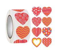Valentines Day Stickers - 500 Pieces Heart Shape Labels For Decor | Paper With Colorful Love Design, Decorative Stickers For Workplace Home Celebration Wedding Party Classroom Birthday