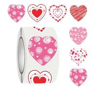Valentines Day Stickers - Heart Shape Labels for Festive Decor | Adhesive Paper with Bright Print Finish, Large Pack Decorative Seal Set for Wedding Classroom Birthday Party Home Office Celebration