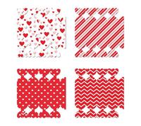 Valentine's Day Treat Boxes, 4X Candy Bags, Cookie Bakery Boxes, Pastry Packaging for Cupcakes, Candy, and Desserts, Ideal Packaging for Valentine’s Day and Sweets