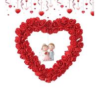 Valentines Day Wreath, Romantic Flower Garland, Heart Shaped Wreath, Wreath Wedding Flower Wreaths, Romantic Valentine Heartshaped Flower Wreaths with Artificial Blossoms