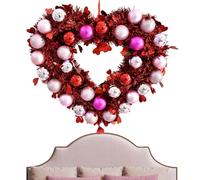 Valentines Day Wreaths - Glitter Ornament Sign, 12.2x14.2in Valentine Heart Wreath, Romantic Welcome Display Function For Parties Events Arches Garlands Stairs, Seasonal Decor, Multi Color