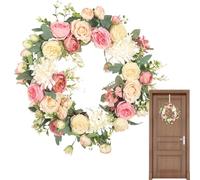 Valentine's Day Wreaths, Holiday Artificial Flowers Wreath, Round Shape Door Wreath, Floral Handmade Wreath, Candlelight Dinner Decorations, Valentine's Day Door Wreath, Artificial Flower Wreath