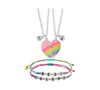 Valentine's Day4Pcs Best Friend Necklace BFF Half Heart Magnetic Necklaces Friendship Bracelets Forever Pendant Necklaces for Women Girls Boys Jewelry
