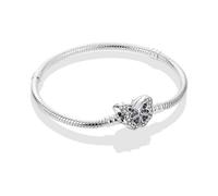 Valentine's Day925 Sterling Silver Snake Chain Charm Bracelet Butterfly Best Friend Heart with 5A Cubic Zirconia for Women Girls Gift for Her