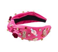 Valentines Headbands - Heart Jeweled Hairband, Rhinestone Knotted Festive Head Accessory Elegant Look | Suitable for Women Holiday Event Dinner Outing Themed Romantic Outfit, 5.12x6.69 inch