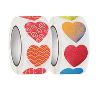 Valentine's Heart Stickers - 500 Pieces Heart-Shaped Stickers, Love Labels For Decorating Envelopes, Party Favors, Wedding, Birthday, Classroom, Valentine's Day, Home & Workplace
