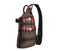 Valentine's Hearts Flamingo Flowers Diagonalmente Sling Bag, Crossbody Sling Backpack Shoulder Chest Bag para Mujeres Hombres, Travel Hiking Daypack