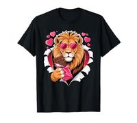 Valentines Lion with Chocolate Hearts Romantic Camiseta