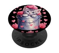 Valentines Love Cats Graphic For Cat Mom Cute Heart Pattern PopSockets PopGrip Adhesivo