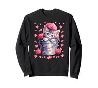 Valentines Love Cats Graphic For Cat Mom Cute Heart Pattern Sudadera