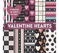 Valentine's Love Hearts Scrapbook Paper Craft Pad: 10 Heart Geometry Designs, 20 Double-Side Sheets Printed on 8.5"x8.5" Size Paper With Premium ... Cardstock, Decorations, DIY, Album Etc