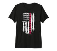 Valentines Love Red Hearts US American Flag Patriotic Lover Camiseta Premium
