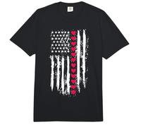 Valentines Love Red Hearts US American Flag Patriotic Lover Comfort Colors Adult Heavyweight T-Shirt