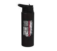 Valentines Love Red Hearts US American Flag Patriotic Lover Stainless Steel Insulated Water Bottle