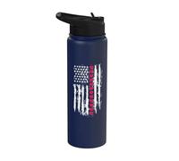 Valentines Love Red Hearts US American Flag Patriotic Lover Stainless Steel Insulated Water Bottle