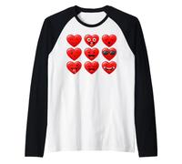 Valentines Silly Faces Hearts Funny Boys Girls Camiseta Manga Raglan