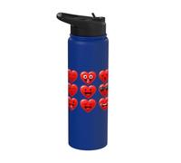 Valentines Silly Faces Hearts Funny Boys Girls Stainless Steel Insulated Water Bottle
