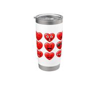Valentines Silly Faces Hearts Funny Boys Girls Vaso térmico de acero inoxidable de doble pared