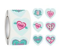 Valentines Stickers - Love Heart Roll | 500 Piece 2.5cm Decorative Sticker with Self Adhesive Function, Coated Paper Material with Multiple Styles, Wedding Celebration Classroom Birthday