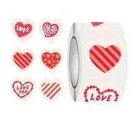 Valentines Stickers - Love Heart Roll | 500 Piece 2.5cm Decorative Sticker with Self Adhesive Function, Coated Paper Material with Multiple Styles, Wedding Celebration Classroom Birthday