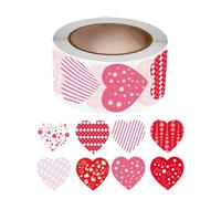 Valentines Stickers - Paper Material 6.8cm Roll Diameter, Heart Shape Stickers, 500 Pieces Roll | Easy Peel Design, Reward Sticker Rolls, Love Label Decals For Birthday, Wedding, Classroom, Party