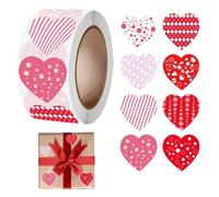 Valentines Stickers Roll - Heart Shape Label Decals, Colorful Celebration Craft Labels, Decorative Adhesive Seals | Collection Display Set For Classroom Wedding Birthday Party Homes