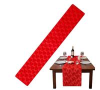 Valentines Table Runner - Valentines Day Decoration Set, Red Lace Love Heart Valentine Home Decor, Romantic Table Runner For Party Holiday Wedding Anniversaries Themed Banquet Home Dining Roo