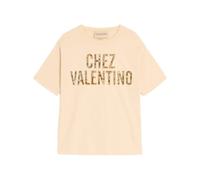 Valentino - Camiseta de algodón bordada - Tops - Mujer - Beige - M -