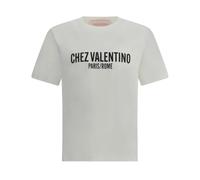 Valentino - Camiseta de Algodón con Cuello de Canalé y Monograma - Tops - Hombre - Blanco - 2XL -