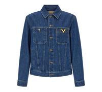 Valentino- Chaqueta Denim con VGold- Jackets- Hombre- Azul- L- Chaqueta Denim con VGold