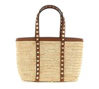 Valentino Garavani - Mini Bolso Shopping Rockstud en Rafia - Bags - Mujer - Beige - ONE SIZE -